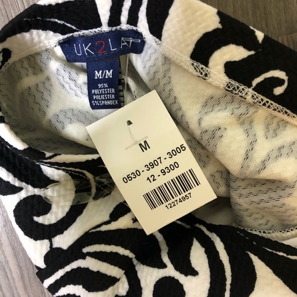 Damask Print Dress BNWT Black White strapless - Picture 2 of 3